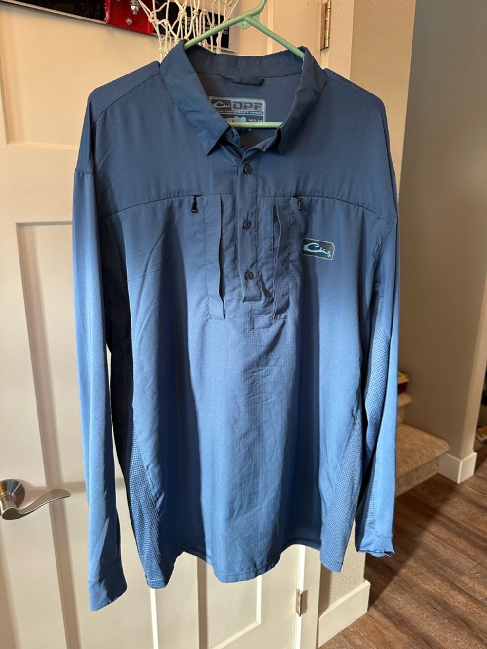 Drake Performance Fishing Long-Sleeve Performance Polo Shirt - Blue